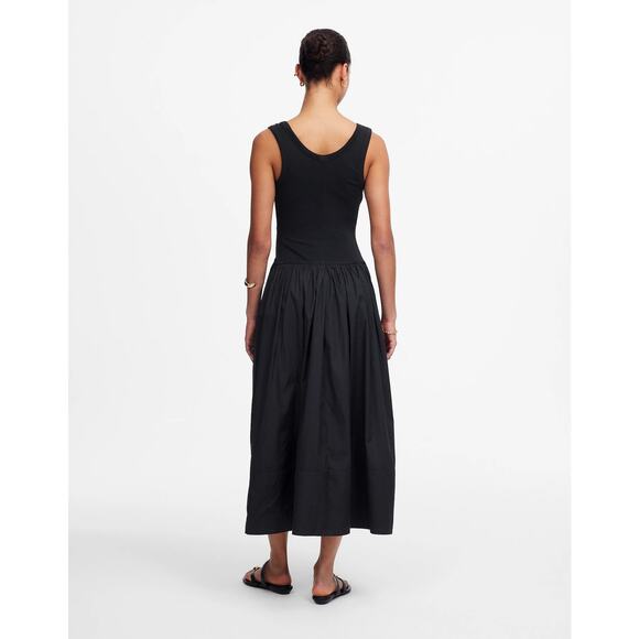 Madewell Mixed Poplin Scoopneck Maxi Dress Black Plus Size XXL NWT Capsule - Picture 4 of 9